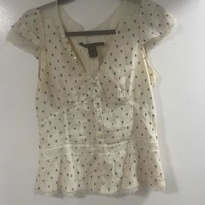 Marc Jacobs Cotton, Linen and Lace top cap sleeved size 8